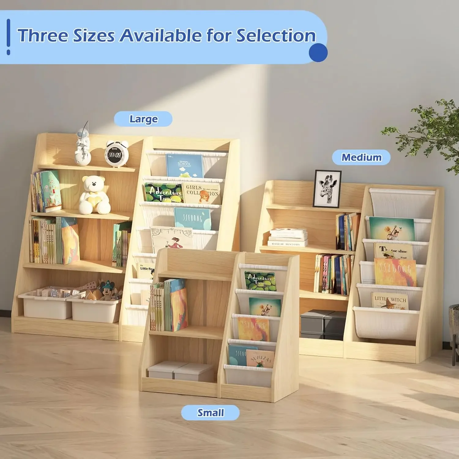 Baby Nursery Bookshelf - 4 Tier Kids Bookshelf Baby Toddler