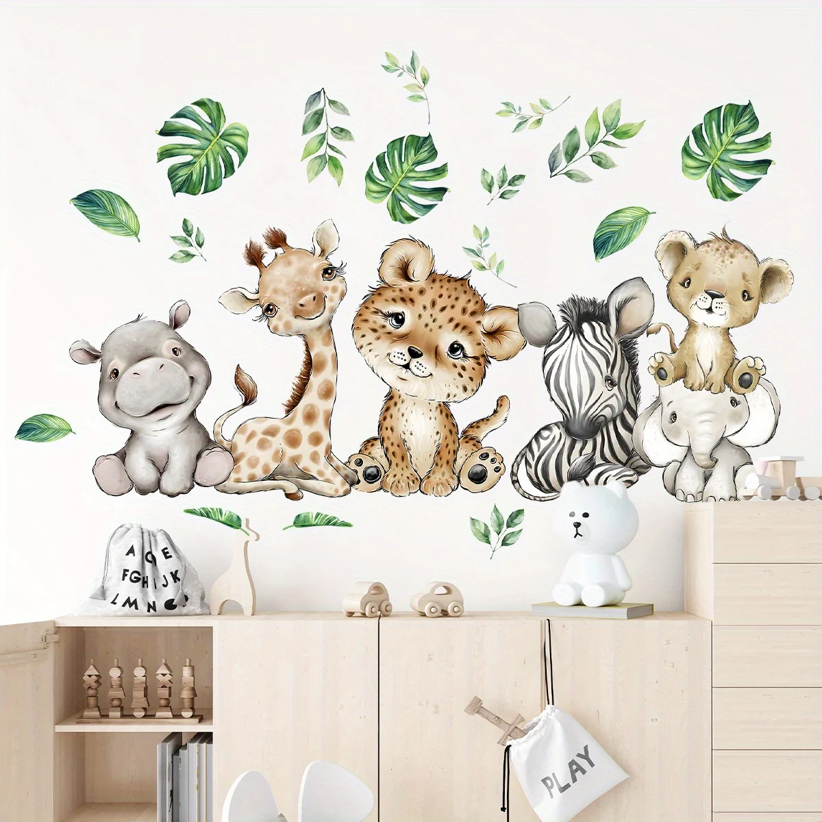 Baby Nursery Vinyl - 1PC Cartoon Cute Hippo Tiger Elephant