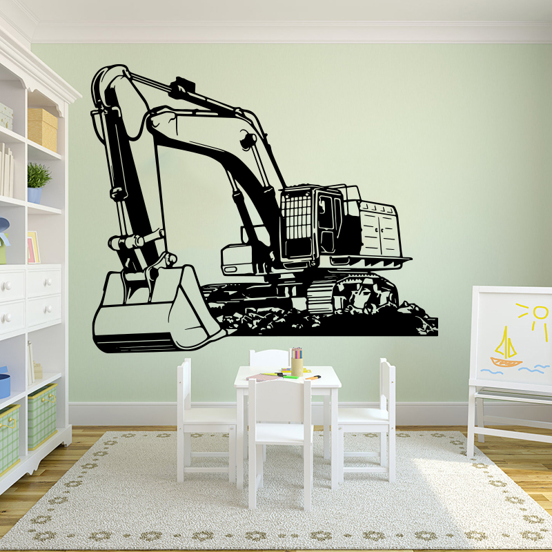 Baby Nursery Vinyl - Large Heavy Equipmen Excavator Digger Wall