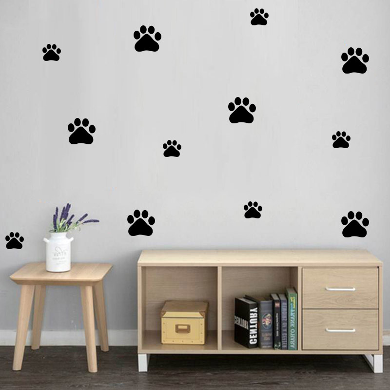 Baby Nursery Vinyl - Cartoon Dog Cat Walking Paw Print