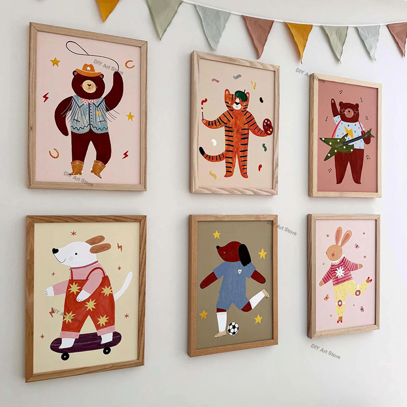 Baby Nursery Prints - Funny Cartoon Animal Nursery Wall Art