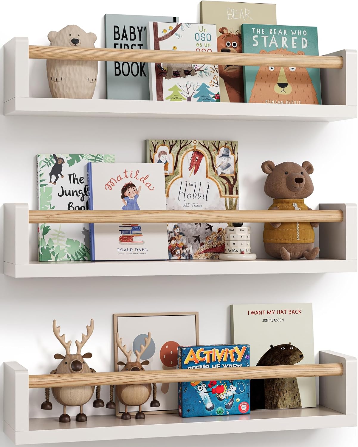 Baby Nursery Bookshelf - Set of 3 floating nursery book