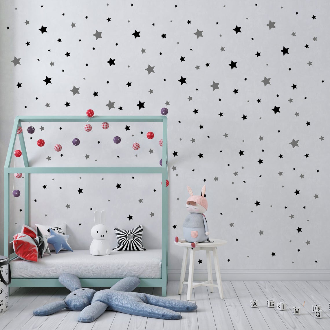 Cartoon 65Pcs Star Wall Sticke - Baby Nursery Wall Decals review and price