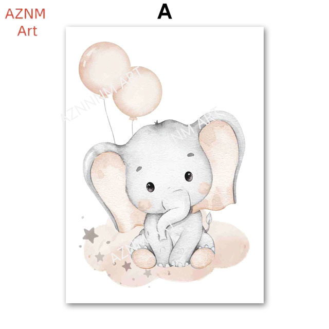Elephant Balloon Rainbow Moon  - Baby Nursery Prints review and price