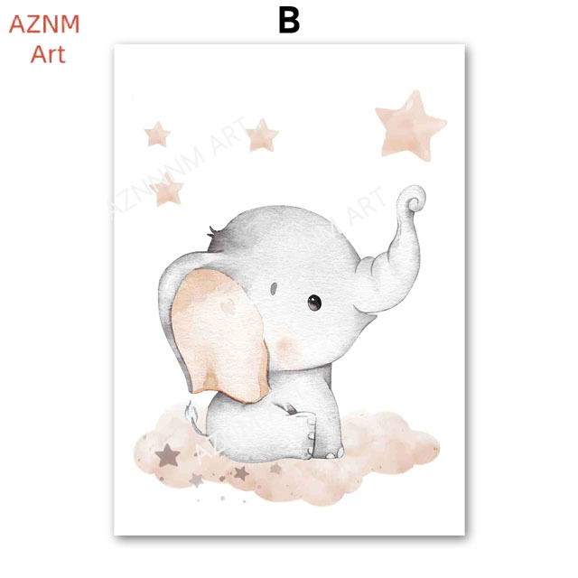 Elephant Balloon Rainbow Moon  - Baby Nursery Prints review and price