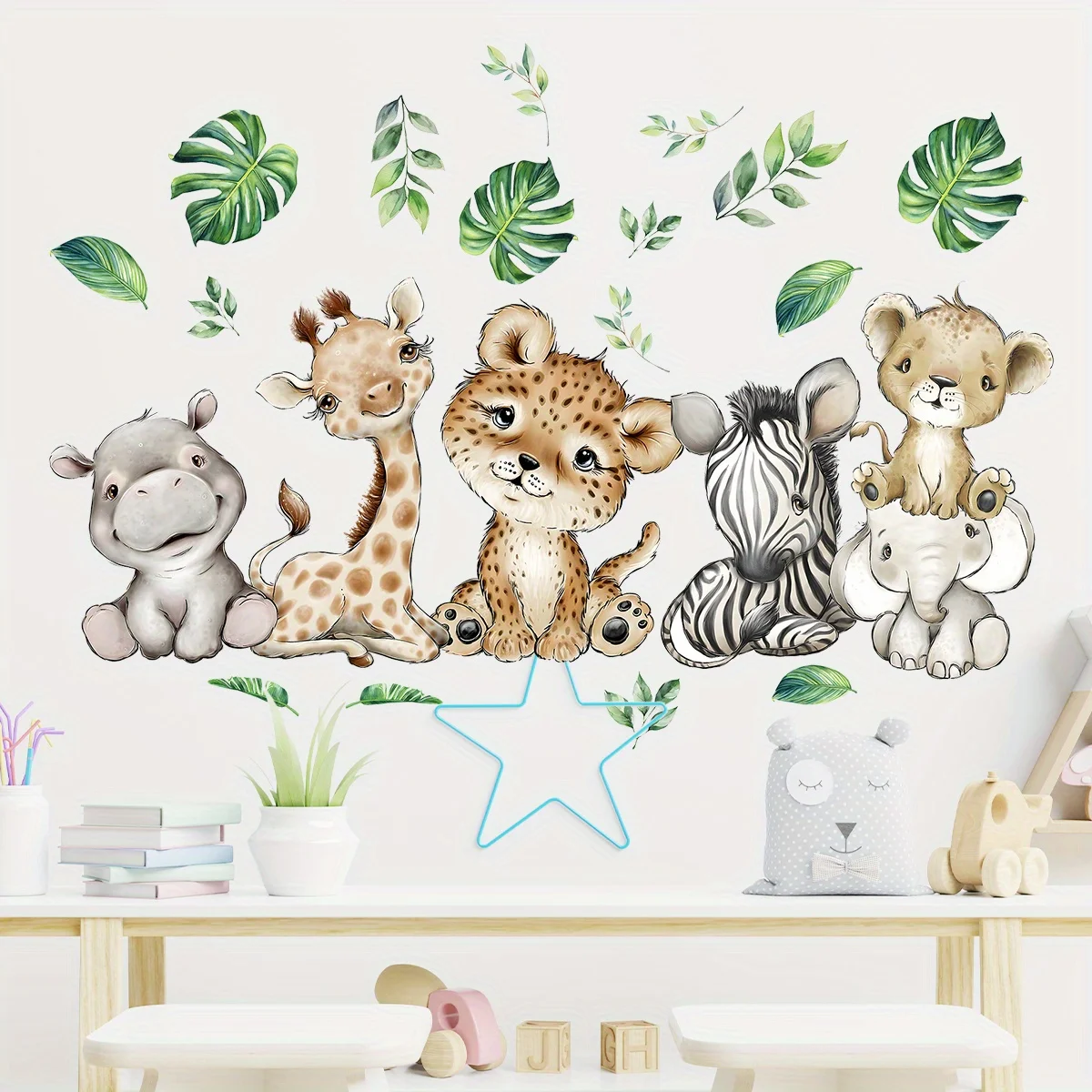 1PC Cartoon Cute Hippo Tiger E - Baby Nursery Vinyl review and price