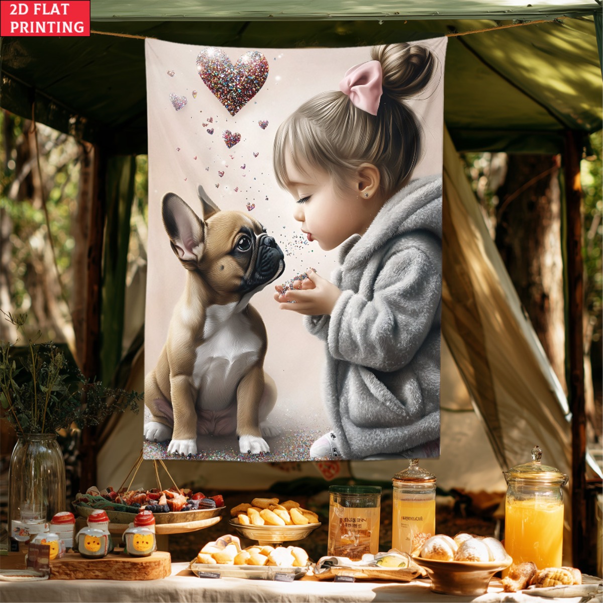 Girl with french bulldog puppy - Baby Nursery Decor Girl review and price