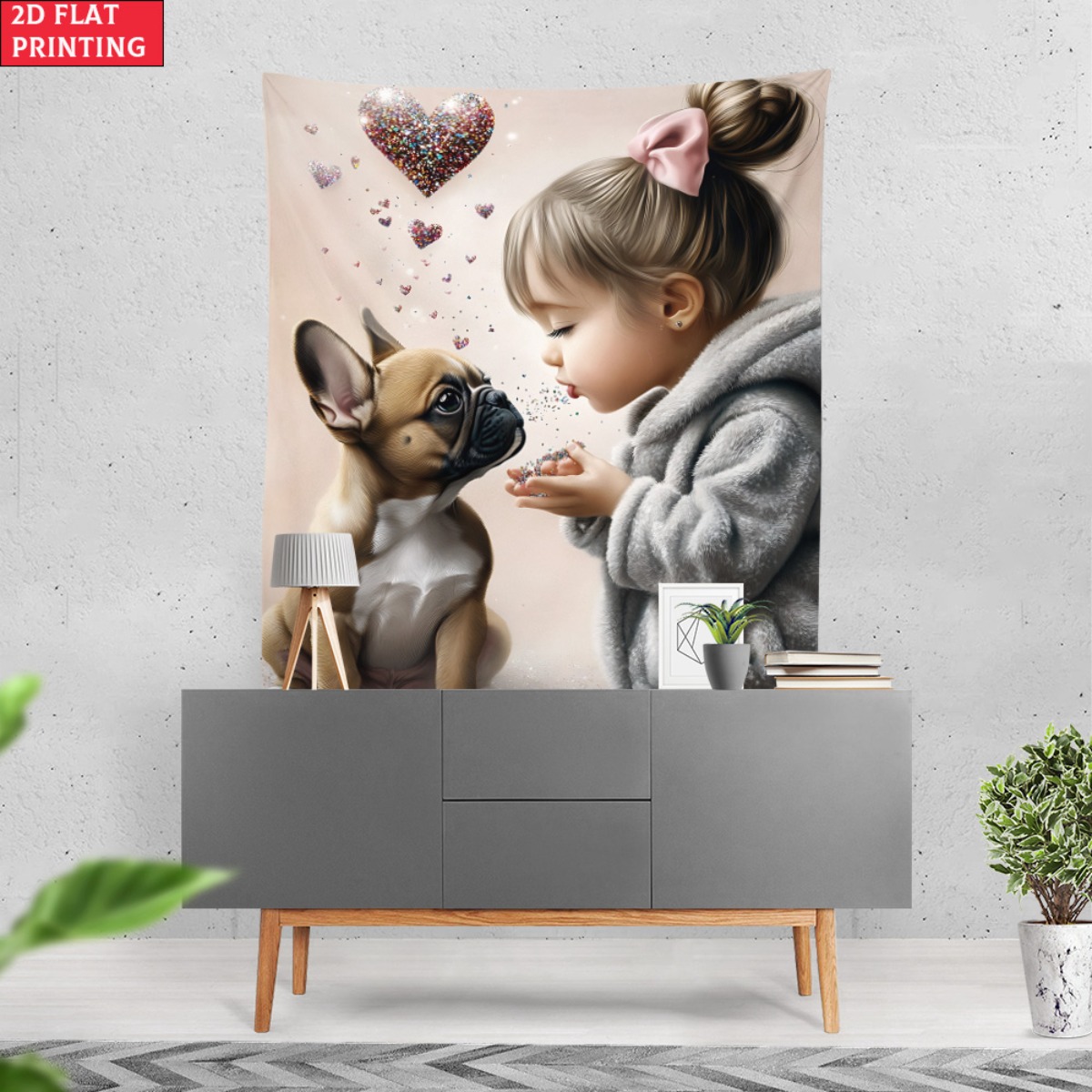 Girl with french bulldog puppy - Baby Nursery Decor Girl review and price
