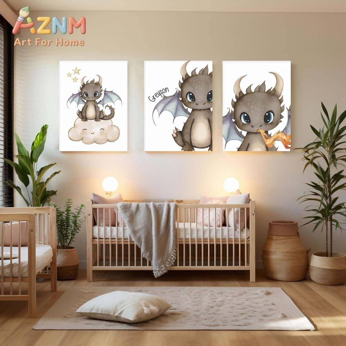 AZNM Cute Baby Dragon Canvas W - Baby Nursery Prints review and price
