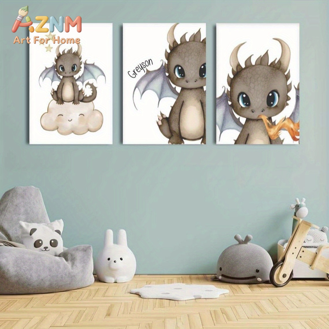 AZNM Cute Baby Dragon Canvas W - Baby Nursery Prints review and price