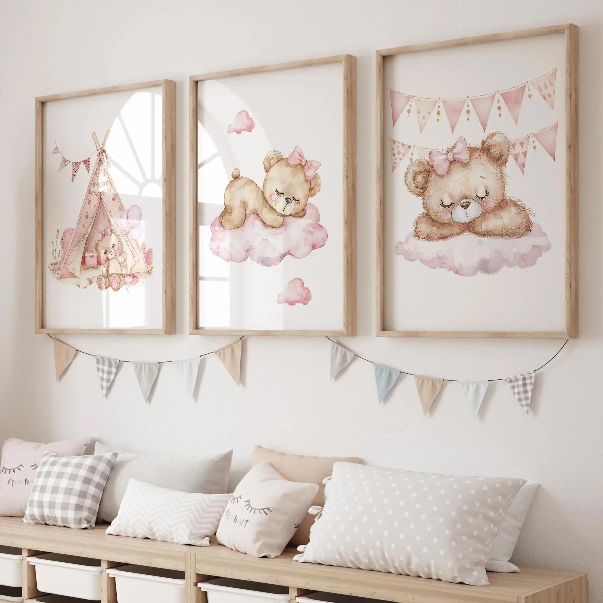 Pink Dream Bear Carousel Tent  - Baby Nursery Prints review and price