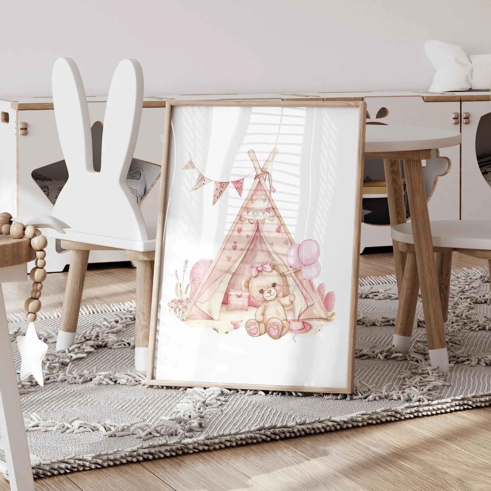 Pink Dream Bear Carousel Tent  - Baby Nursery Prints review and price