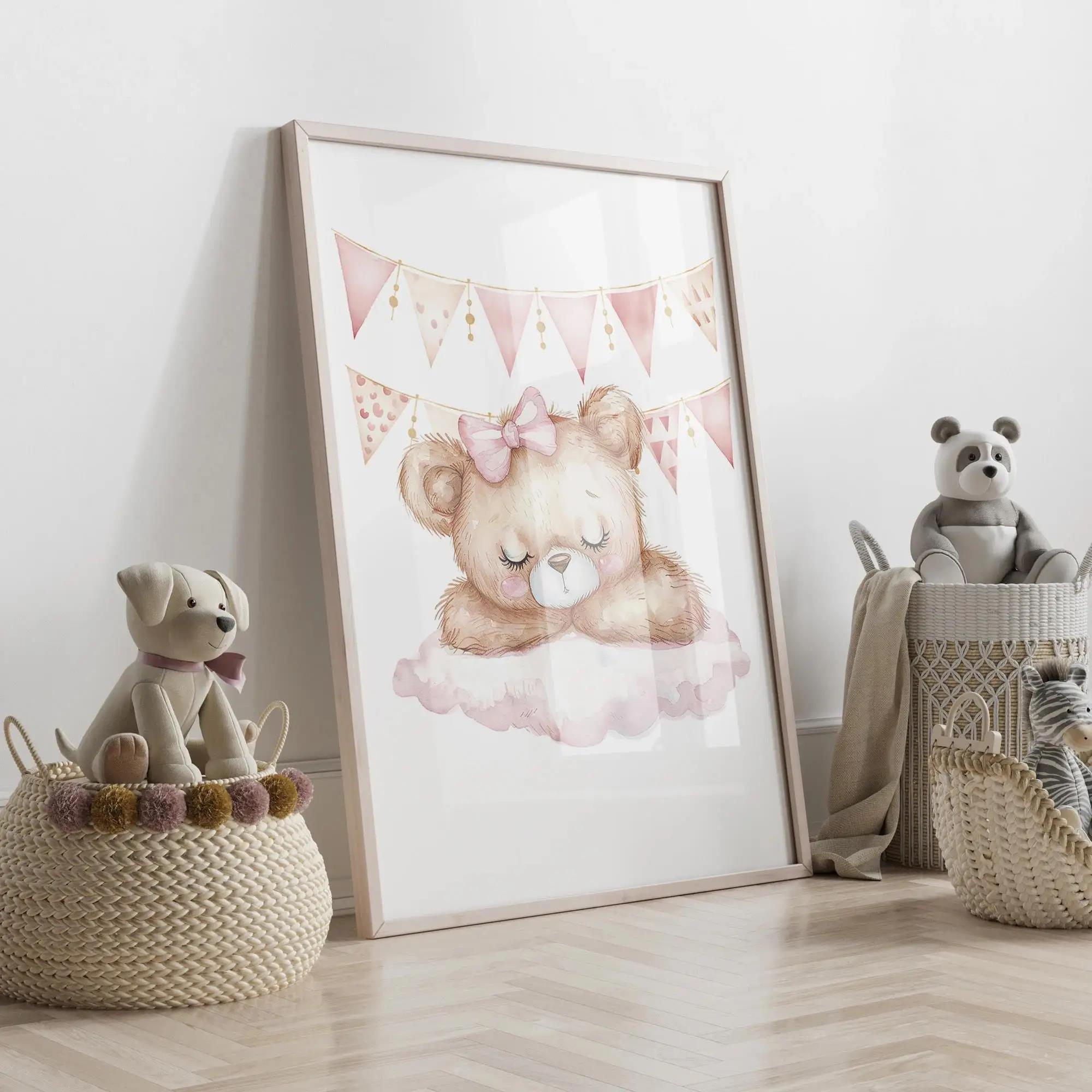 Pink Dream Bear Carousel Tent  - Baby Nursery Prints review and price