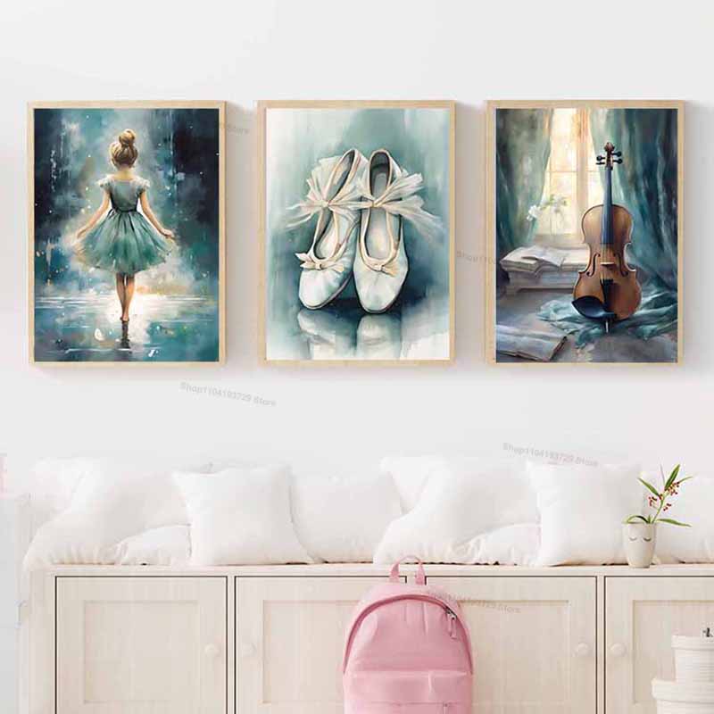 Watercolor Ballet Girl Shoes C - Baby Nursery Decor Girl review and price