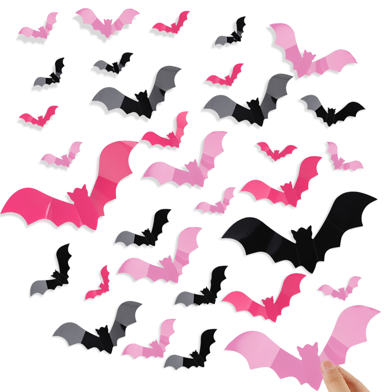 24/48Pcs Halloween Pink Bats W - Baby Nursery Vinyl review and price