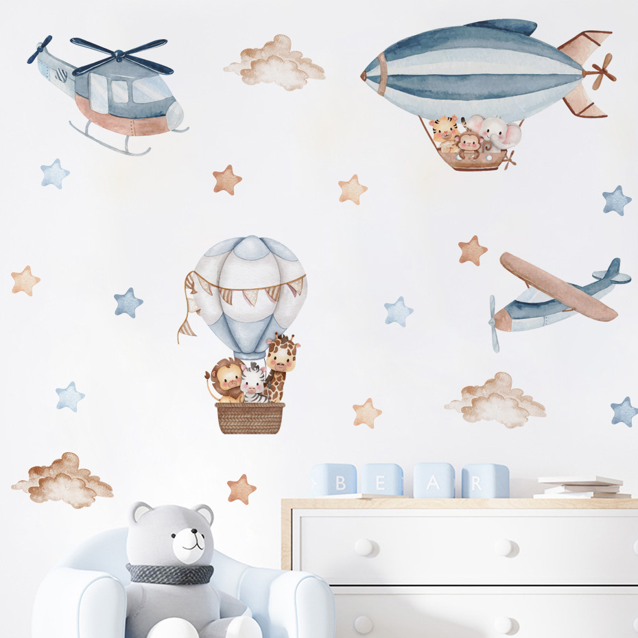 Watercolor Animals Hot Air Bal - Baby Nursery Vinyl review and price