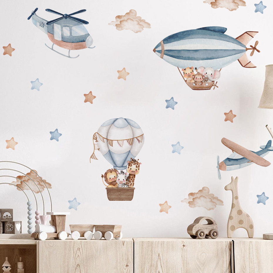 Watercolor Animals Hot Air Bal - Baby Nursery Vinyl review and price