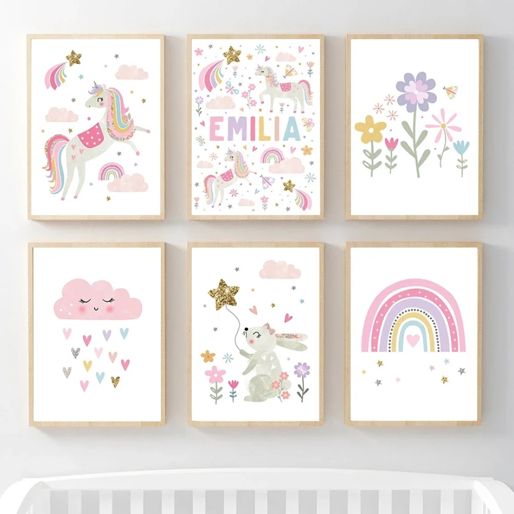 Pink Unicorn Rabbit Rainbow Cl - Baby Nursery Decor Girl review and price
