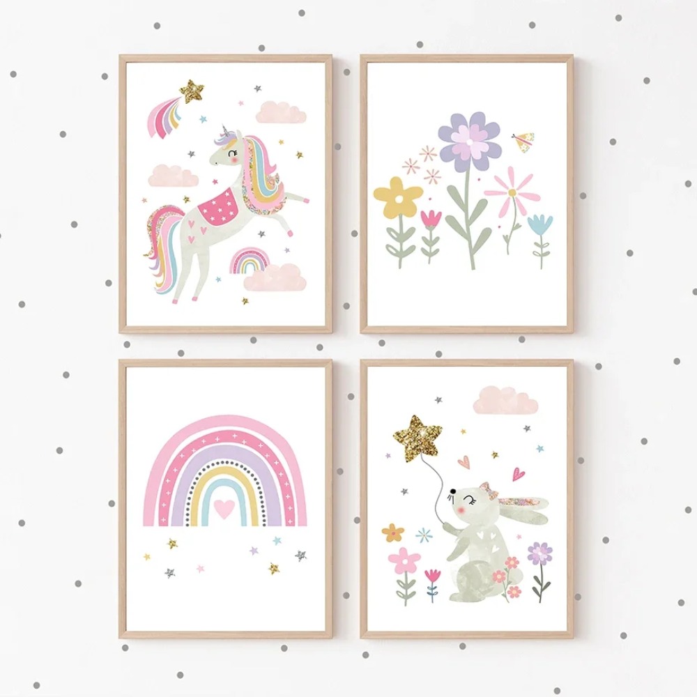 Pink Unicorn Rabbit Rainbow Cl - Baby Nursery Decor Girl review and price