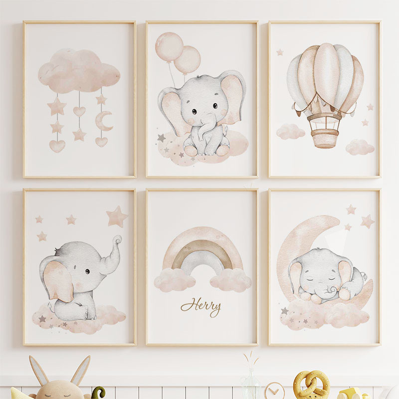 Cute Elephant Hot Balloon Moon - Baby Nursery Prints review and price