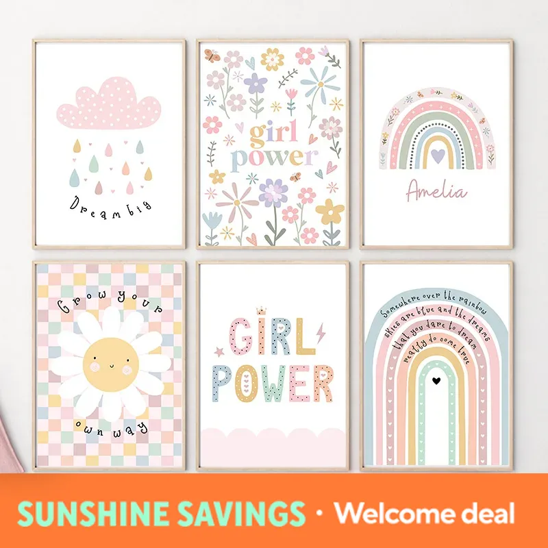 Sun Flower Rainbow Cloud Heart - Baby Nursery Prints review and price