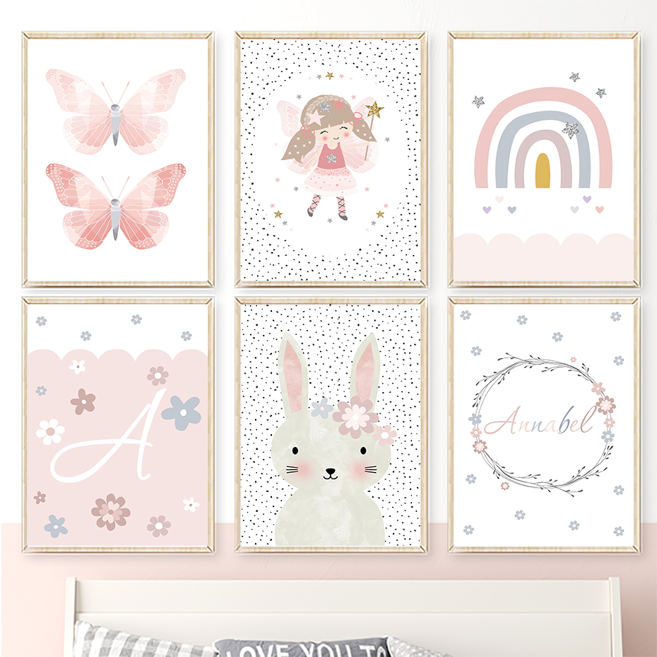 Cute Girl Rabbit Flower Butter - Baby Nursery Art review and price