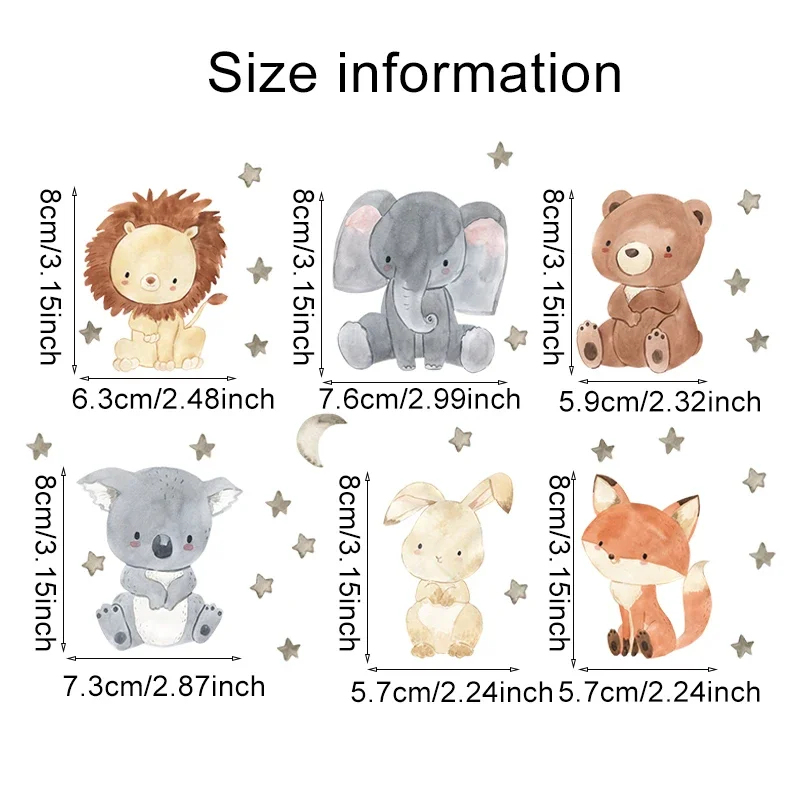 1/2/4/6set Cartoon Animals Wal - Animals Baby Nursery review and price