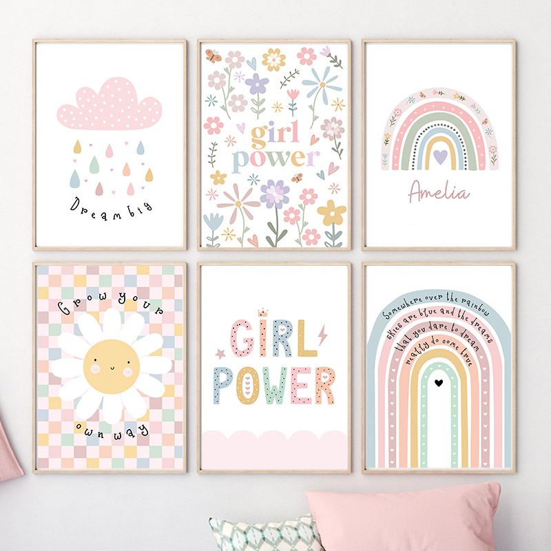 Sun Flower Rainbow Cloud Heart - Baby Nursery Prints review and price