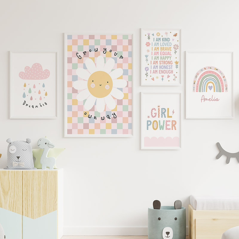 Sun Flower Rainbow Cloud Heart - Baby Nursery Prints review and price