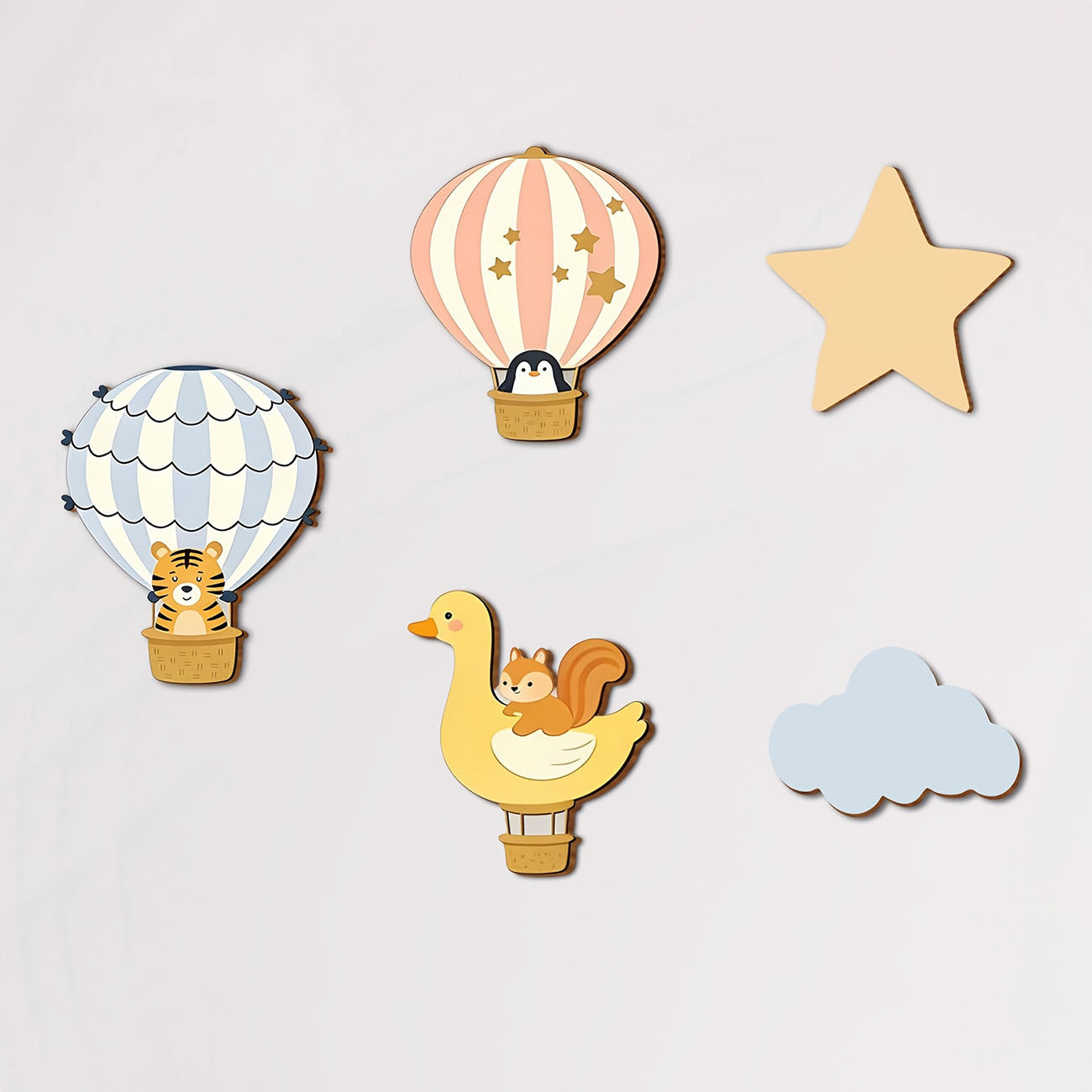 5Pcs Animal Hot Air Balloon Wo - Baby Nursery Vinyl review and price