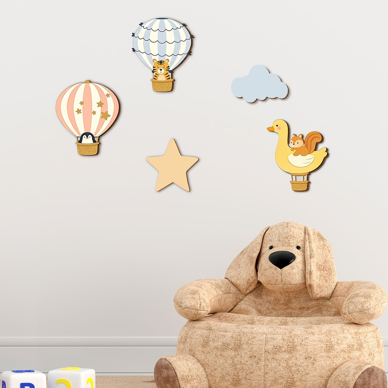 5Pcs Animal Hot Air Balloon Wo - Baby Nursery Vinyl review and price