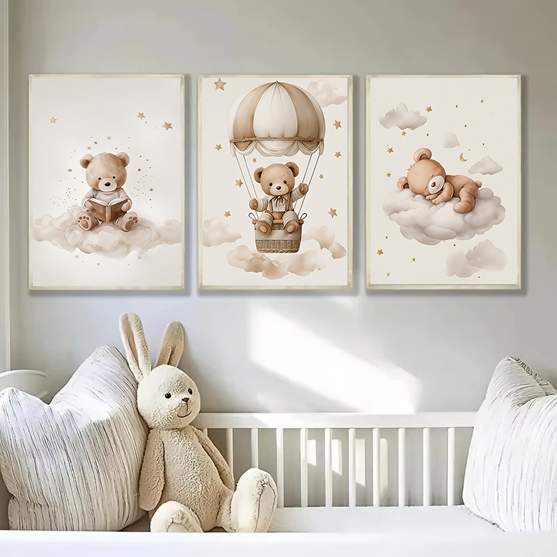 3pcs/set Bohemian Teddy Bear A - Baby Nursery Prints review and price