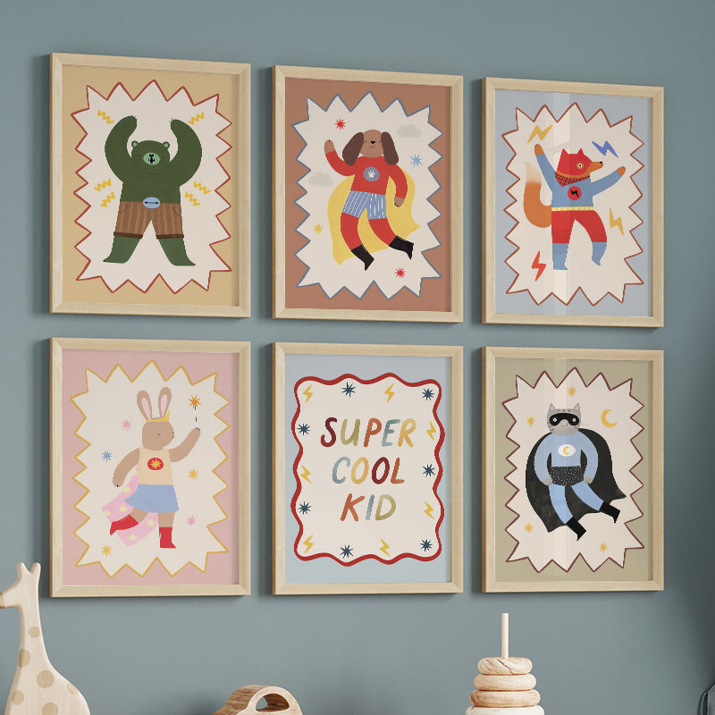 Funny Cartoon Super Cool Kid N - Baby Nursery Prints review and price