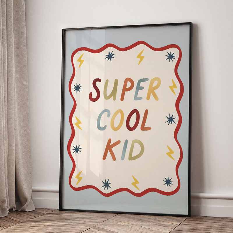 Funny Cartoon Super Cool Kid N - Baby Nursery Prints review and price